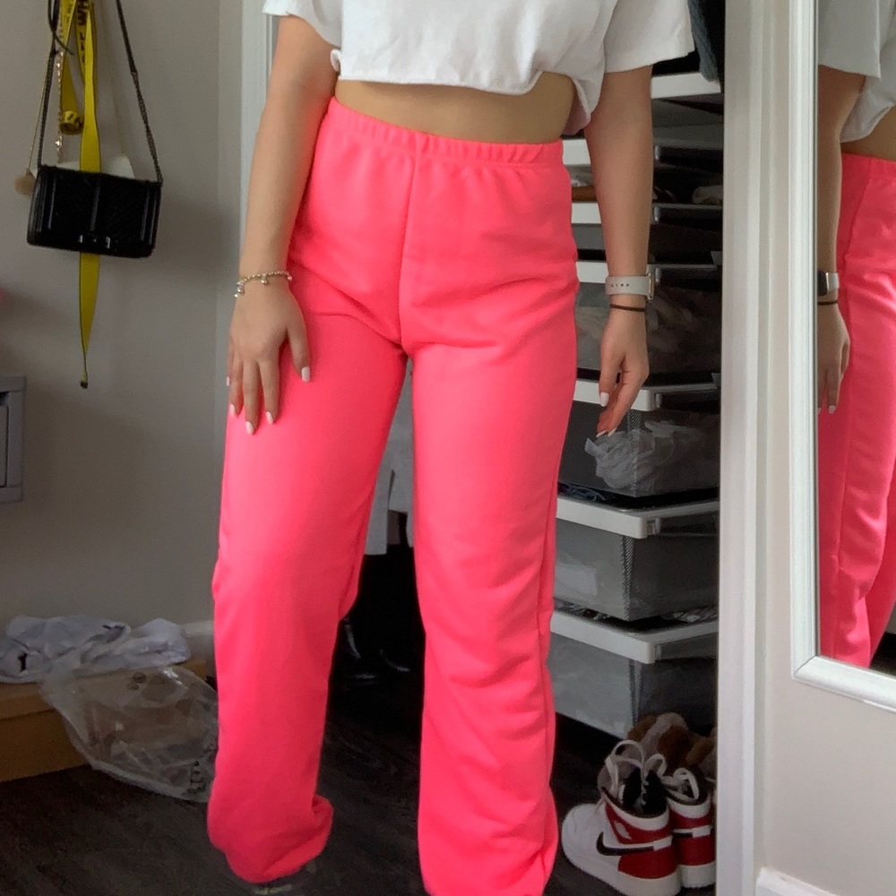Neon pink joggers